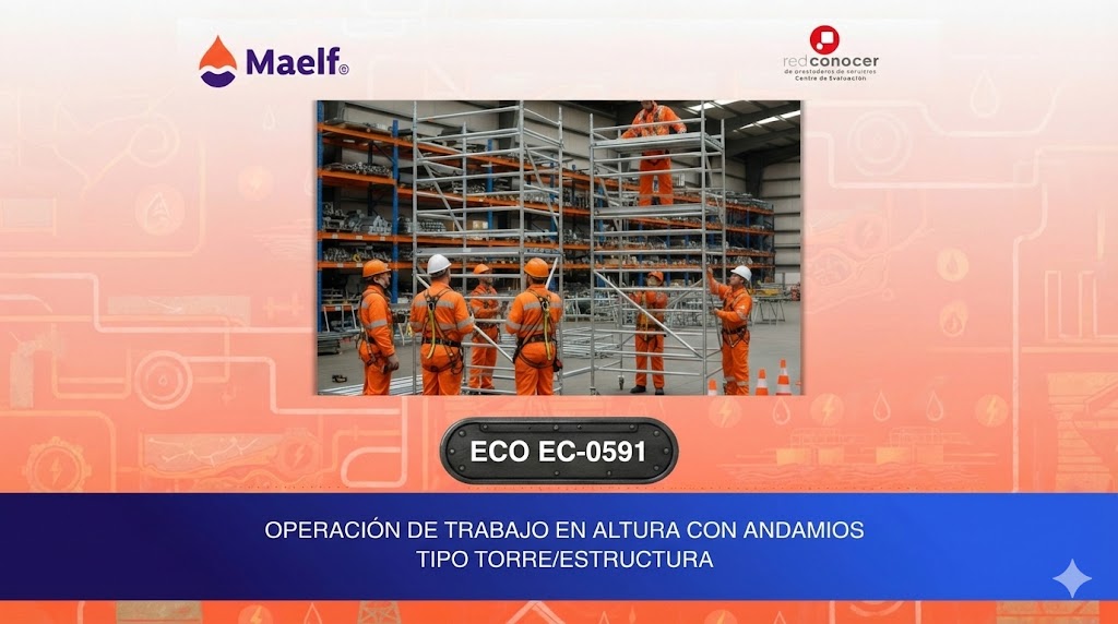 Operación de trabajo en altura con andamios tipo Torre/Estructura